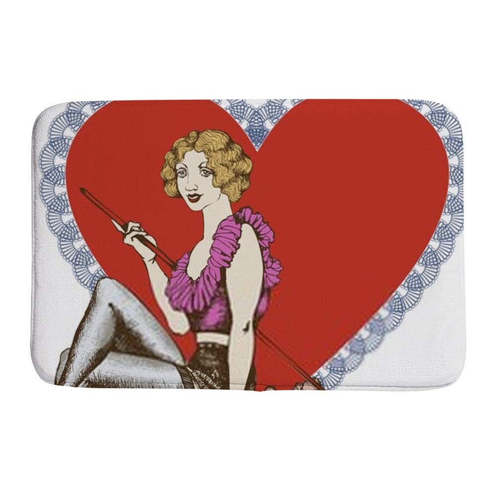 Tapis de bain en velours corail avec motif de chanteuse de cabaret rétro 91x61cm
