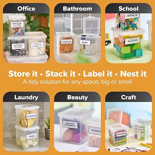 Miniatura 2 de Bostitch Konnect - Contenedores de almacenamiento con tapas, organizador, caja de plástico transparente, contenedores apilables, medianos, paquete