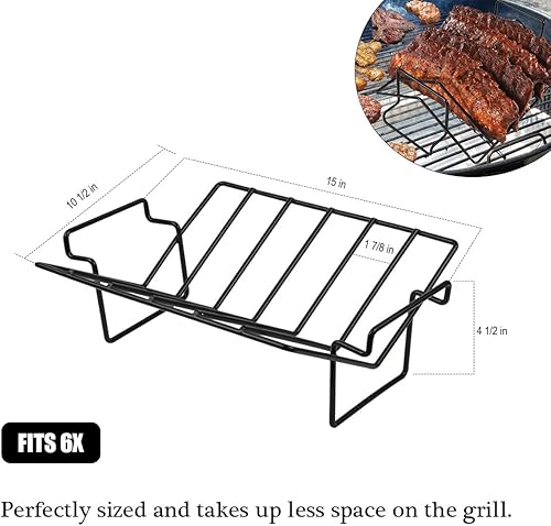 Miniatura 2 de Estante para costillas en forma de V para ahumar y asar a la parrilla, estante para asar huevos verdes Bigg, Kamad Joe, Primo, Vision, estante de