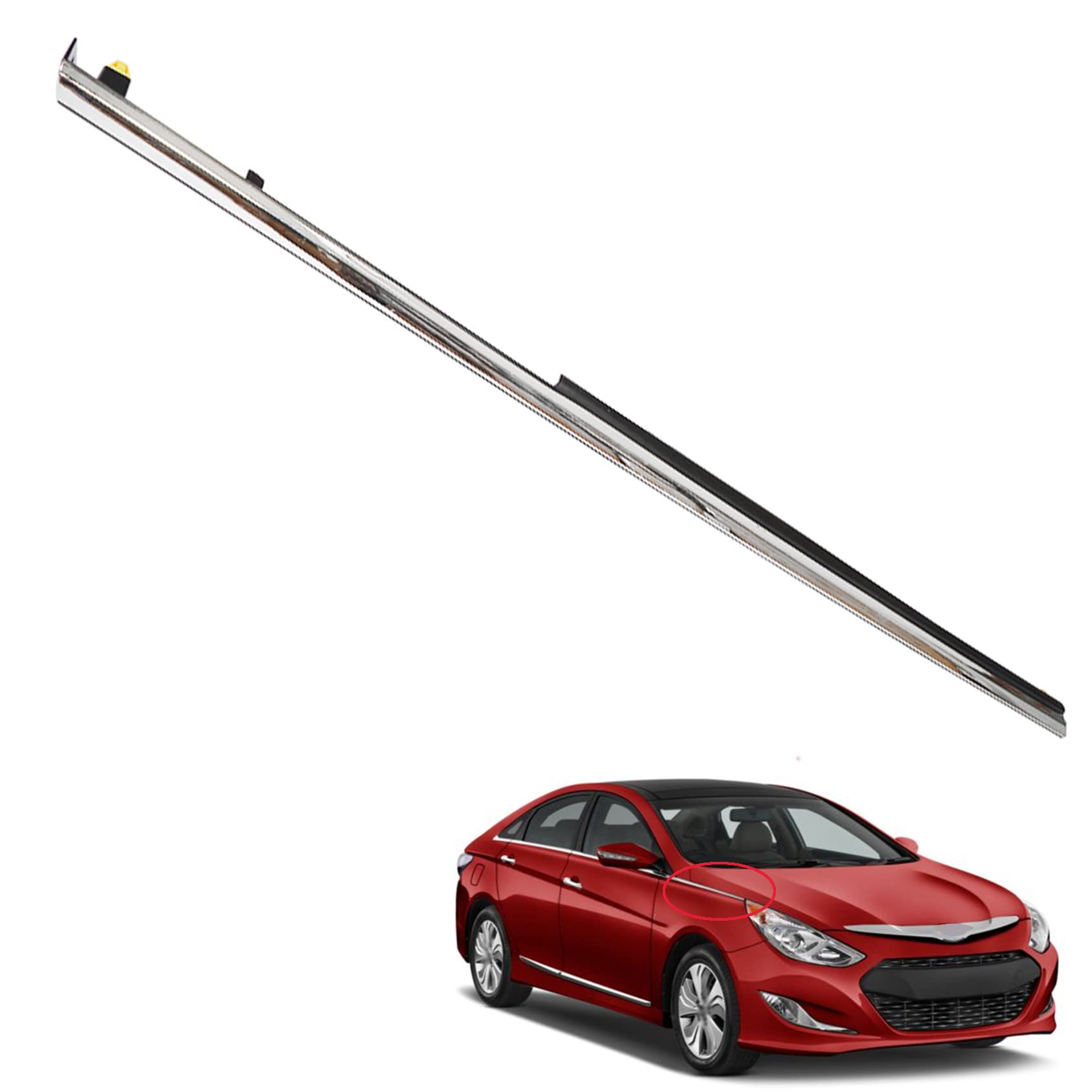 Chrome Molding Trim Garnish Front Right Passenger Side Replacement for 2011-2014 Sonata 87771-3S000 87771-3S001