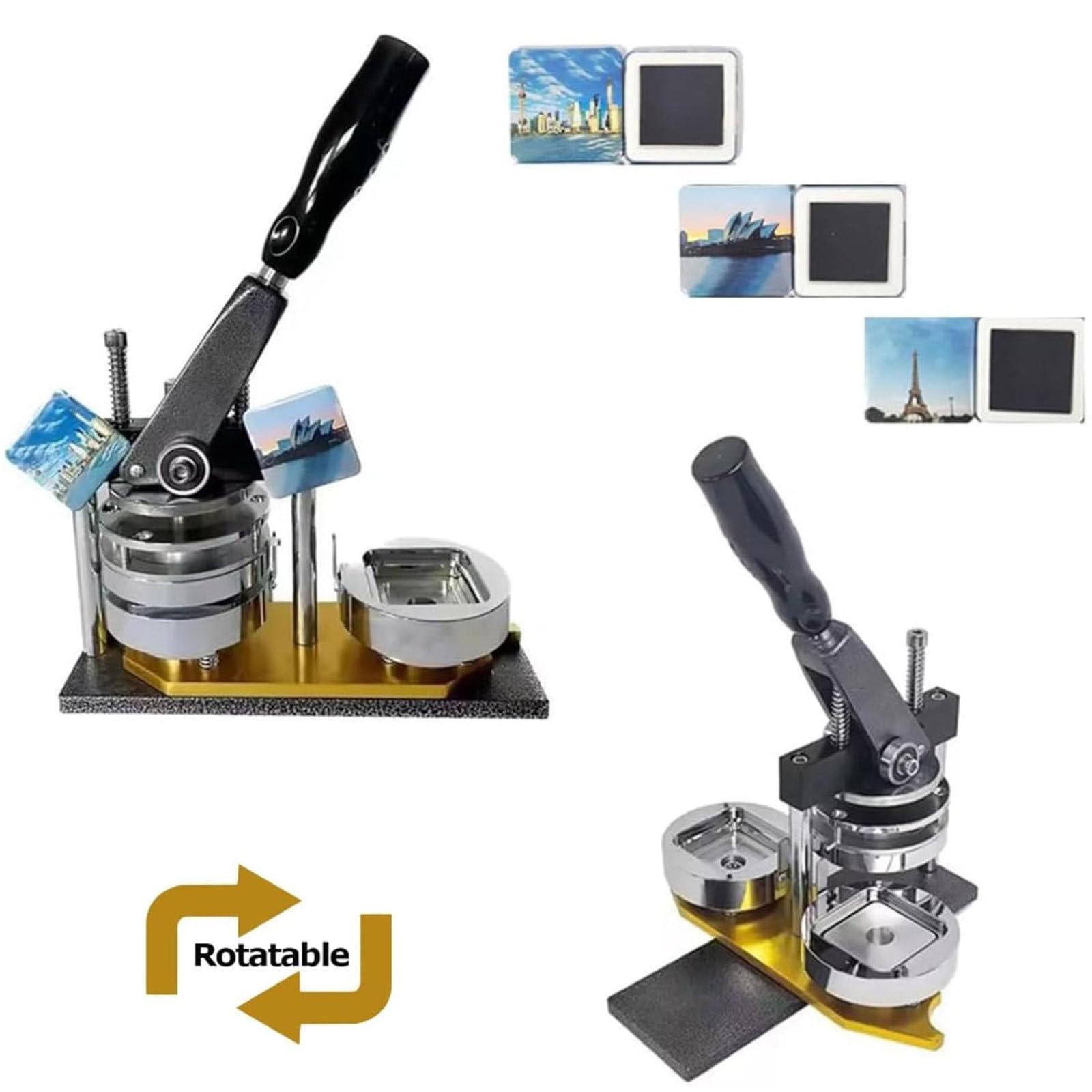 Maszyna do produkcji kwadratowych magnesów na lodówkę, 50 mm, 100 zestawów kwadratowych materiałów do robienia guzików DIY, do projektów rzemieślniczych i DIY
