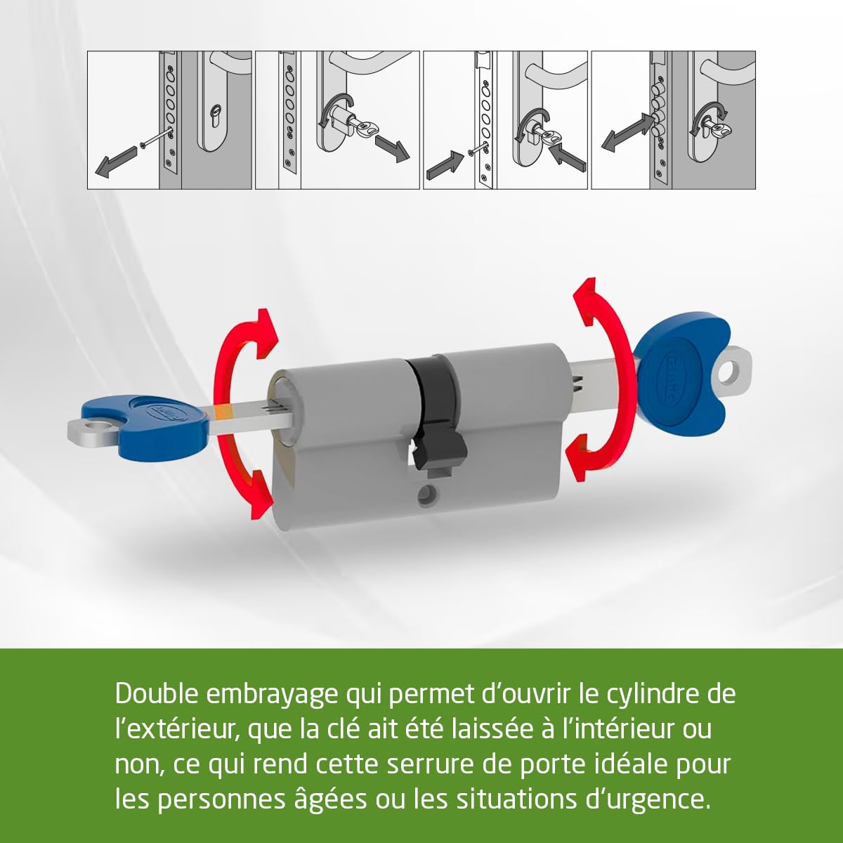Amig - Cylindre Haute Sécurité | Système Anti-Chocs | Double Embrayage | Serrure Menuiserie Métallique | Compatible Interrupteur Extérieur, Laiton Mat, 70 mm (30-40), Métal