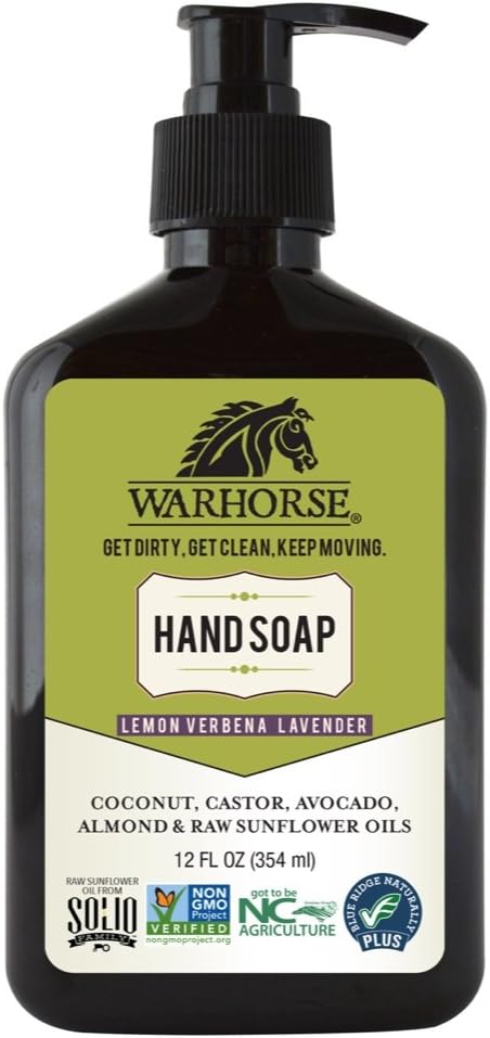 Warhorse Solutions All Natural Hand Soap - Plant-Derived for Deep Cleaning and Soft, Nourished Skin - Lemon Verbena & Lavender, 12 ounce