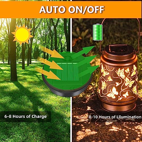 Solar Lanterns Outdoor Hanging Lantern Lights, Butterfly Outdoo Decor Lantern, Waterproof Led Decorative Garden Light Delicate Garden Decoration For Patio, Yard, Pathway, Landscape #TOP1