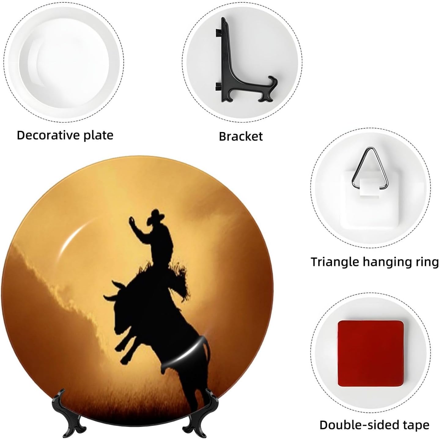 Decorative Plate Art Crafts Bone China Decorative Plate with Display Rack Souvenir Wall Decor Ceramic Ornaments Dinner Plates Ceramic Decoratives Plates for Home Office 10in