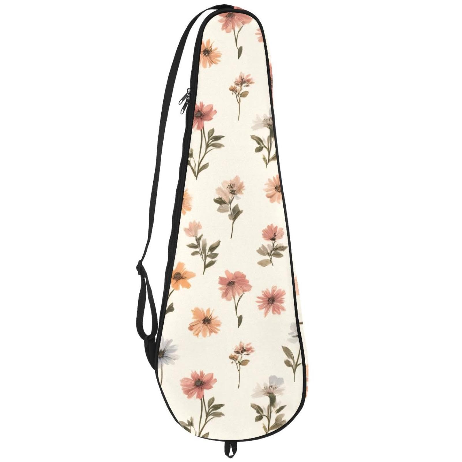 KengjuTesu Badminton Racket Cover Bag, Lightweight Padded Tennis Racquet Cover with Adjustable Shoulder Strap, Fresh Floral