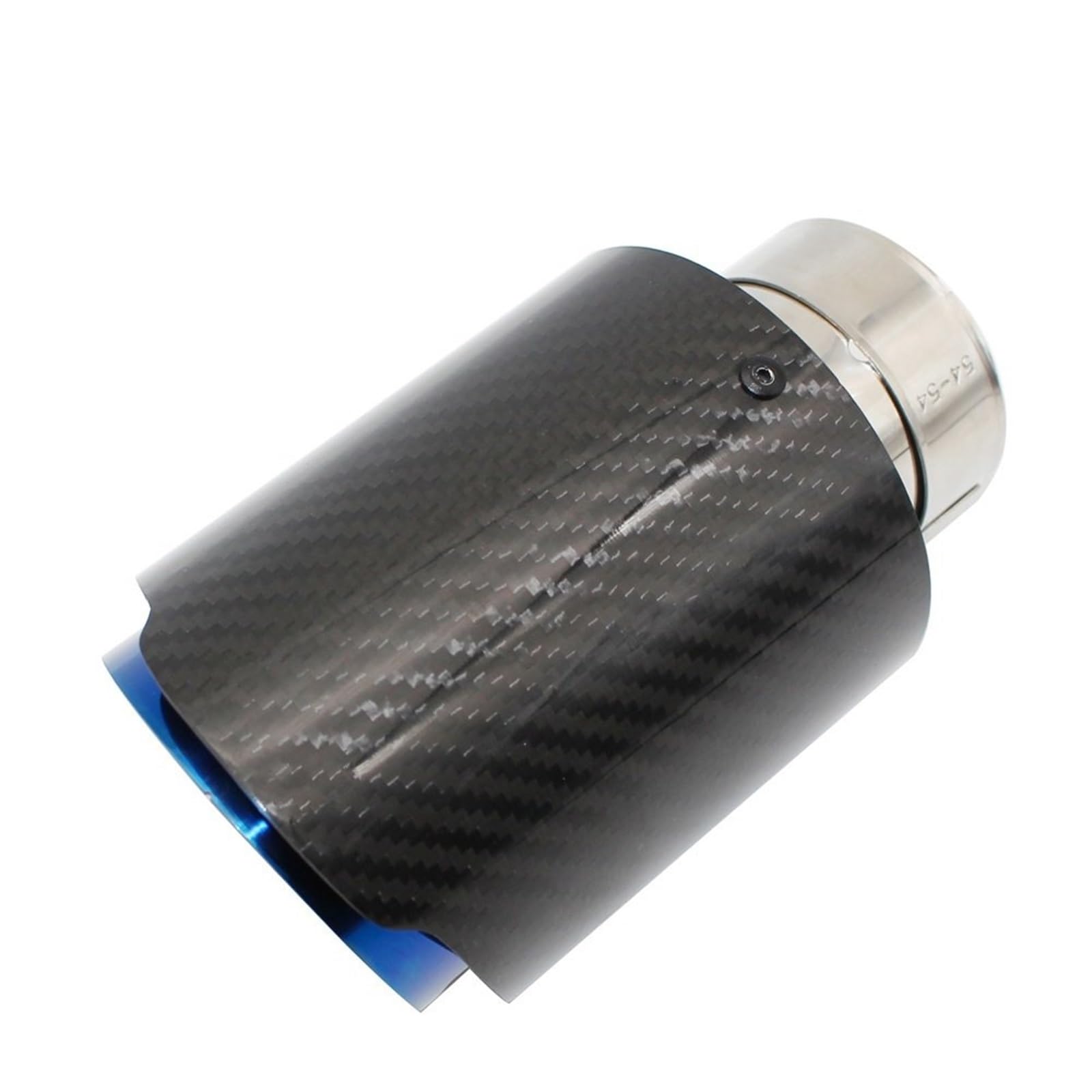 Car Silencer Końcówka tłumika z błyszczącego włókna węglowego, układ wydechowy, tłumik rury, dysza, uniwersalna, prosta, nierdzewna, niebieska(77mm-101mm)