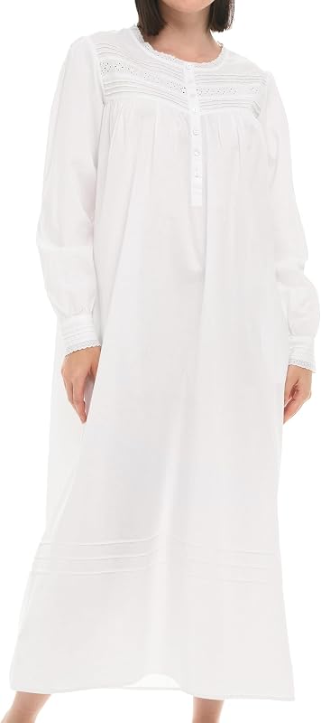 Women's Long Sleeve Ankle Length Cotton Nightgown