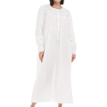 Alexander Del Rossa Womens Long Sleeve Ankle Length Cotton Nightgown