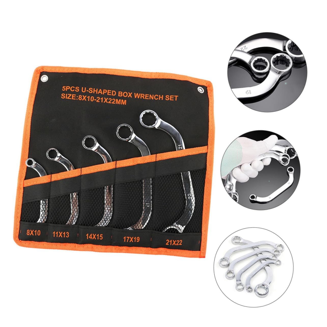 SHINEOFI Coffret de 5 Clés à Douille Multifonction en Acier Chrome-vanadium Argenté Résistantes et Traitées Thermiquement pour Usage Professionnel