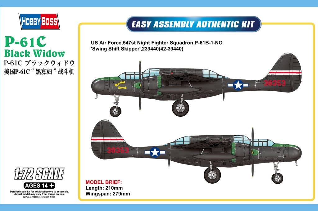 Hobby Boss 87263 1/72 Aircraft Series US Army Air Force P-61C Black Widow Plastic Model