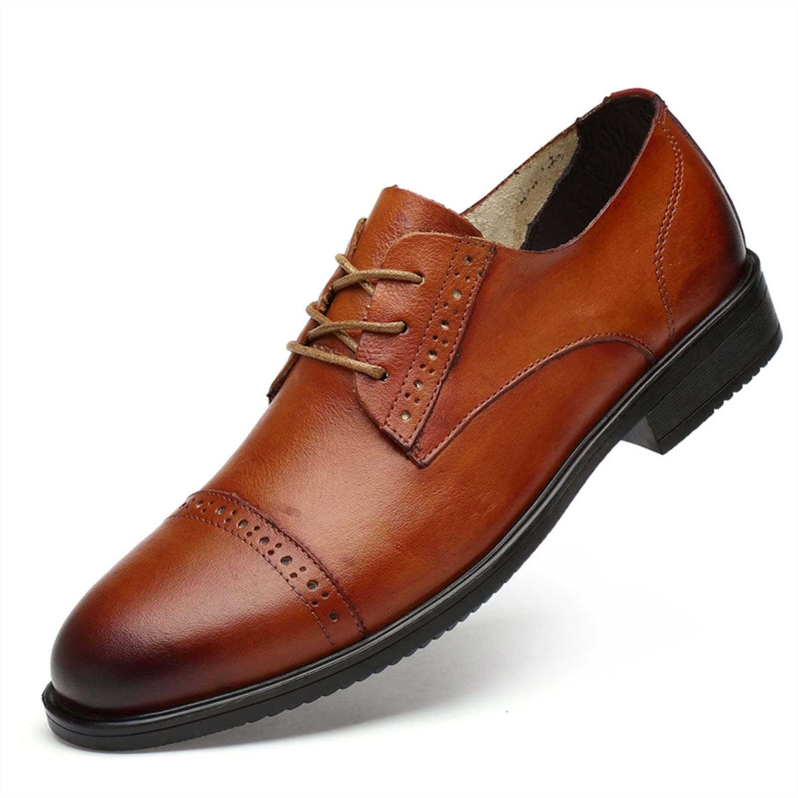 Men Lace Up Cap Toe Derby Shoes Leather 