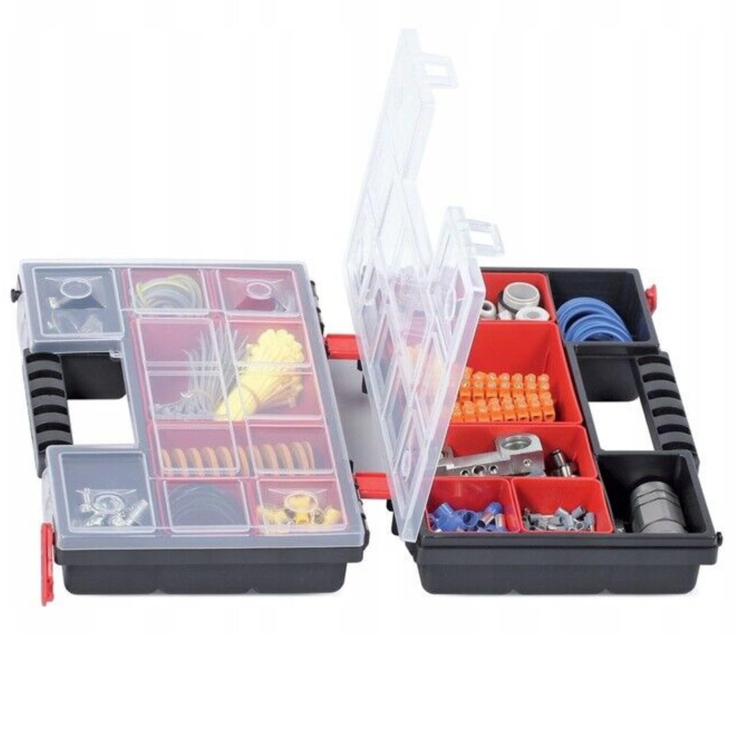 Duo Compartment Storage Tandem Organiser Case Tool Box Adjustable Dividers (Model 4)