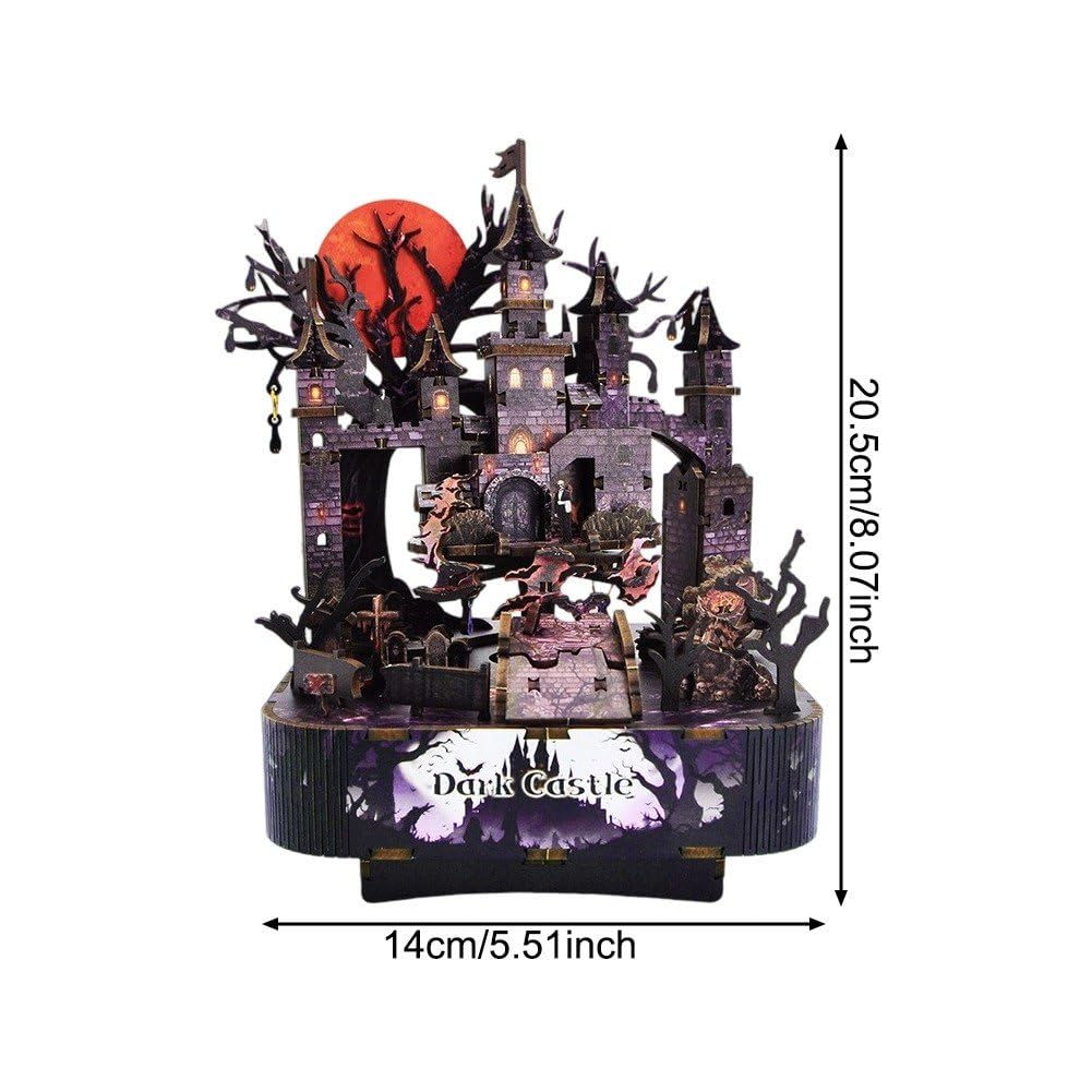 Carillon in Legno Fai Te, Puzzle 3D in Legno per Adulti, Modello di Carillon a Tema Halloween, Kit di Costruzione Fai Te, Artigianato, Regalo