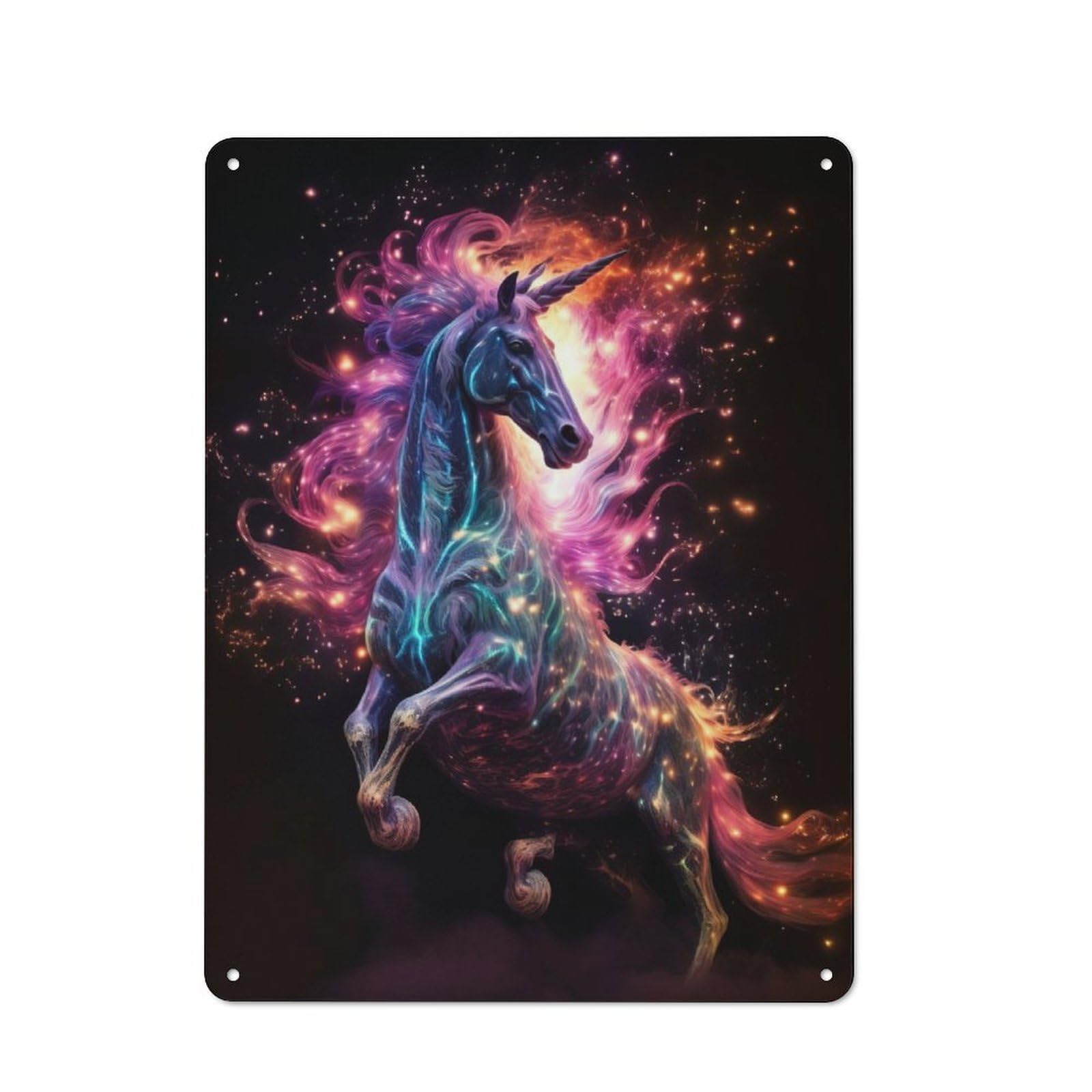 Junmoney Neon Unicorn Loves Nebulae Tin Sign 40X30cm With For Living Room Wall, Retro Decor, Gift Idea At Christmas For Living Room Decor Lovers