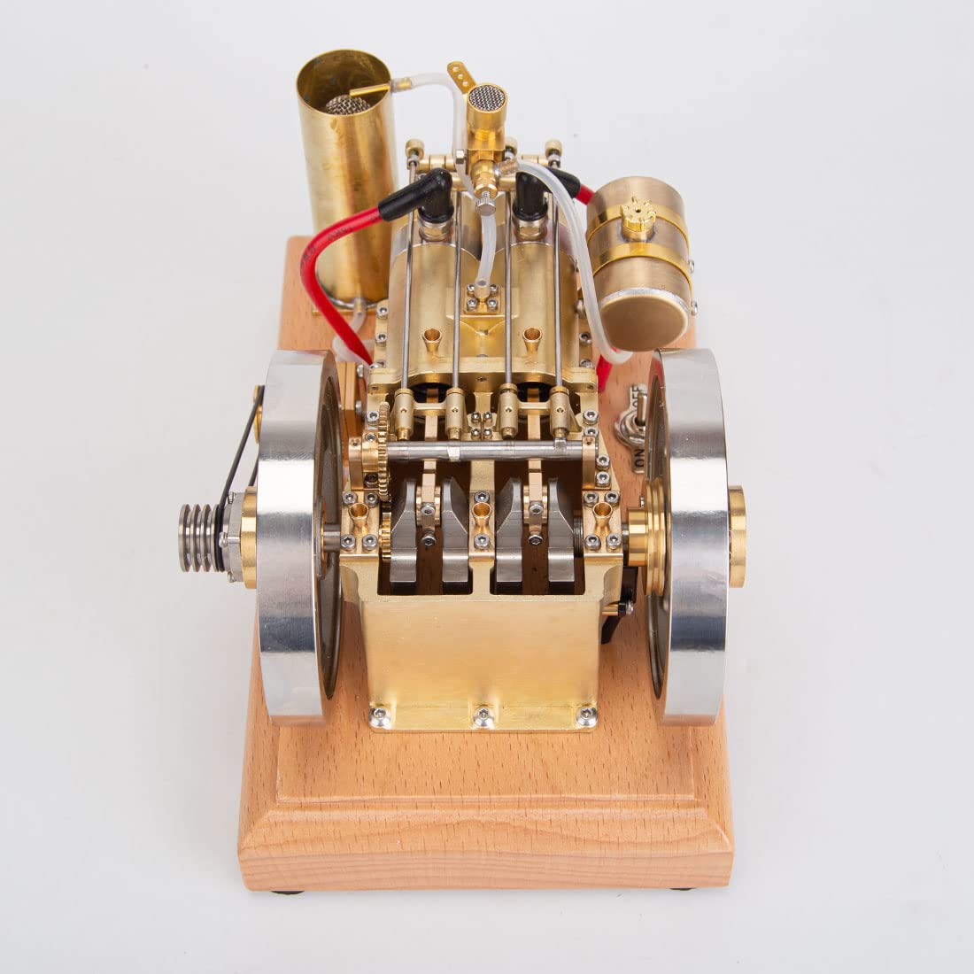 Brickaro Model silnika spalinowego, 5 cm³, chłodzony wodą, poziomo, dwucylindrowy, zestaw do montażu silnika benzynowego, zestaw mini silnika dla entuzjastów techniki