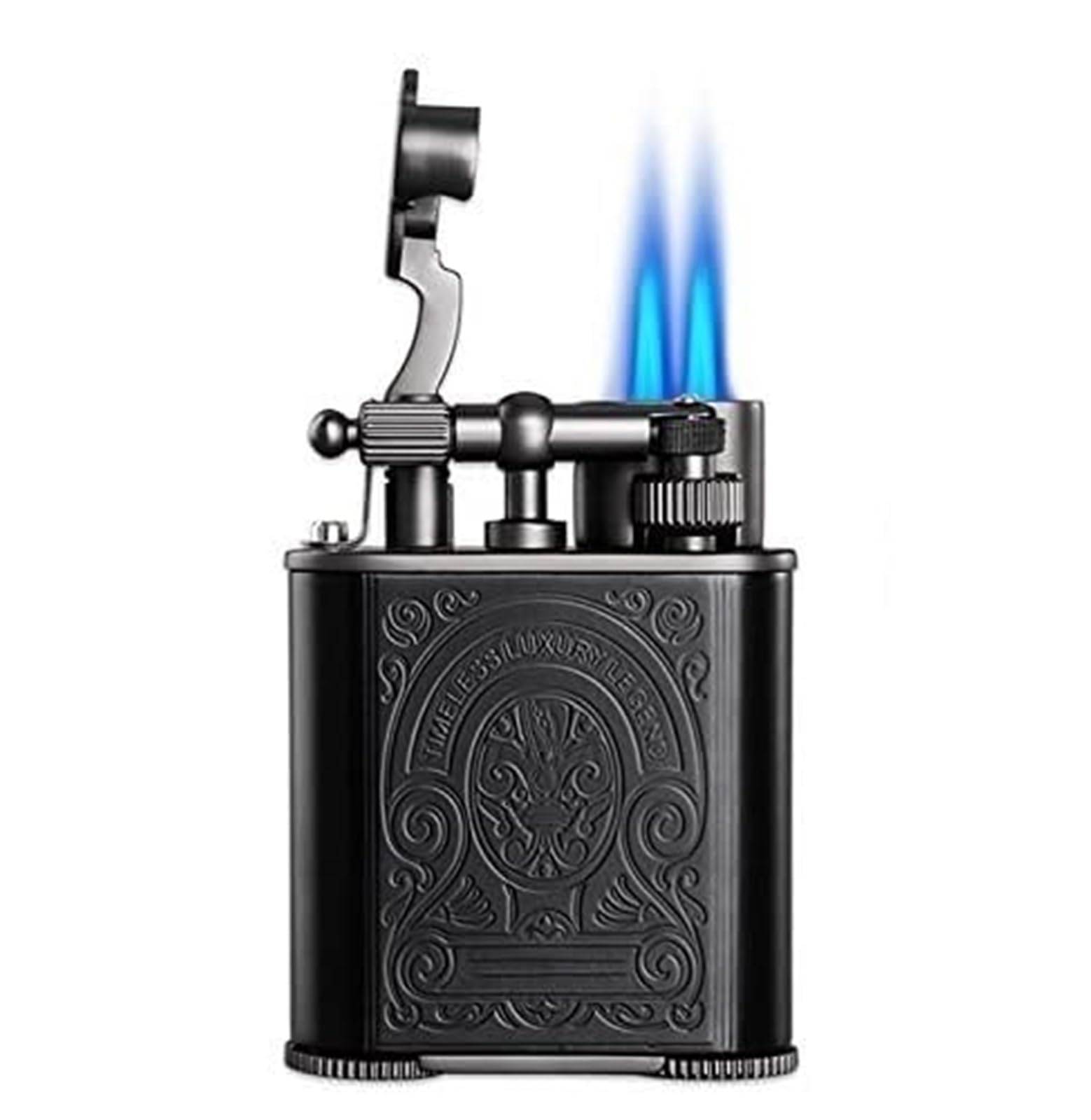 Encendedor de doble llama retro para camping y escapadas al aire libre