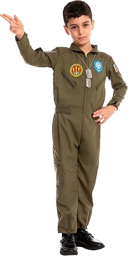 Miniatura 2 de Spooktacular Creations Disfraz de piloto de vuelo americano para Halloween, uniforme para niños