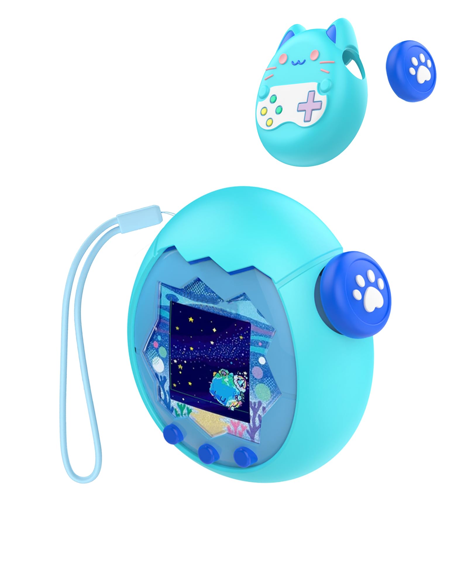 toergy Silicone Case for Tamagotchi Paradise - Soft Protective Cover with lanyard, Comfortable, Portable Anti-Scratch Skin for Pet Game Machine,Green