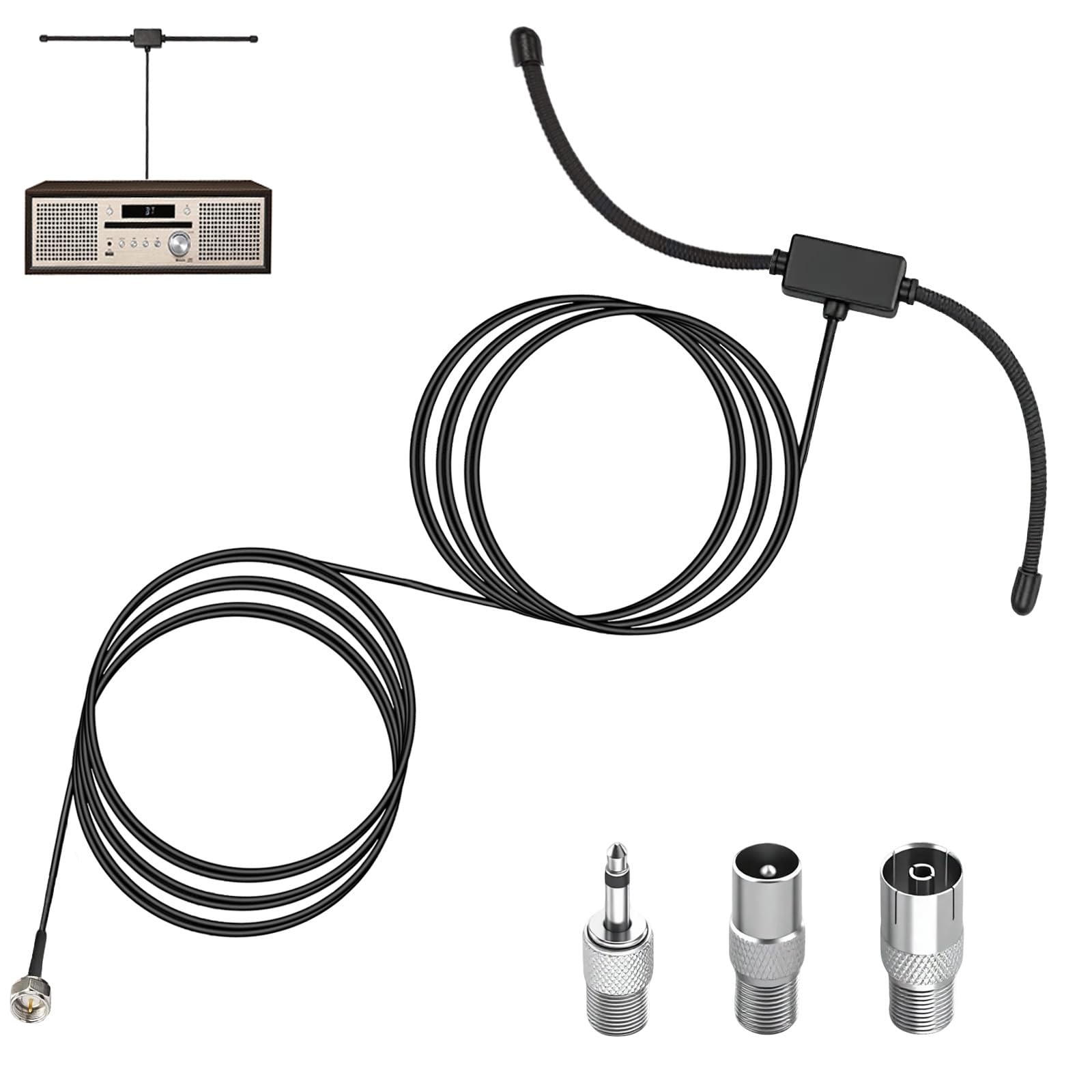 DAB FM Radio Antenna FM Dipole Antenna with 3 m Extension Cable for Portable Radio Tuner Stereo Receiver AV Receiver Amplifier HiFi Receiver Indoor Pioneer Onkyo Yamaha Marantz Bose Music System