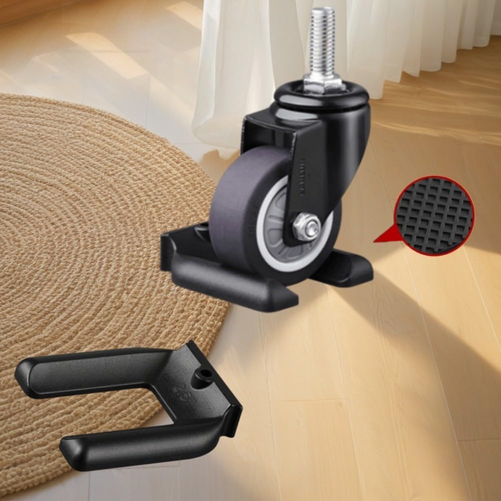 Chair Wheel Stopper, 4-Pack Anti-Slip Castor Pad for Wheeled Furniture – No-Lift Floor Protector Pad, Plastic Caster Stopper with Shock Absorption, Fits Chairs(L)