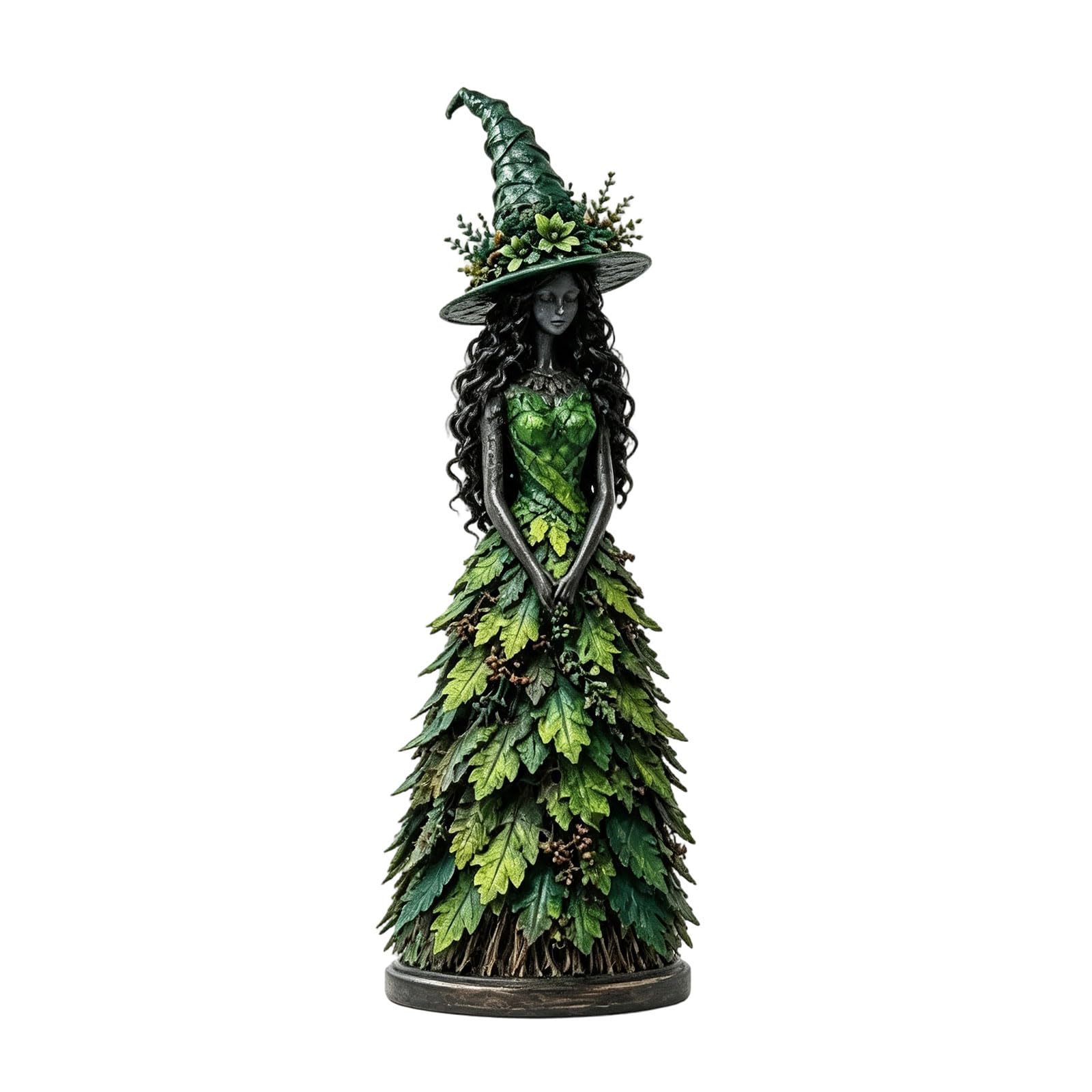 Pangboer Forests Spell Tabletop Witch Decor Resin Figurine For Seasonal Shelves, Painted Foliage Texture, Mantel Centerpiece, Display Accent Enchanting Autumn Witch Figurine Halloween Fall Statue Tabletop Decor Mantel Shelf