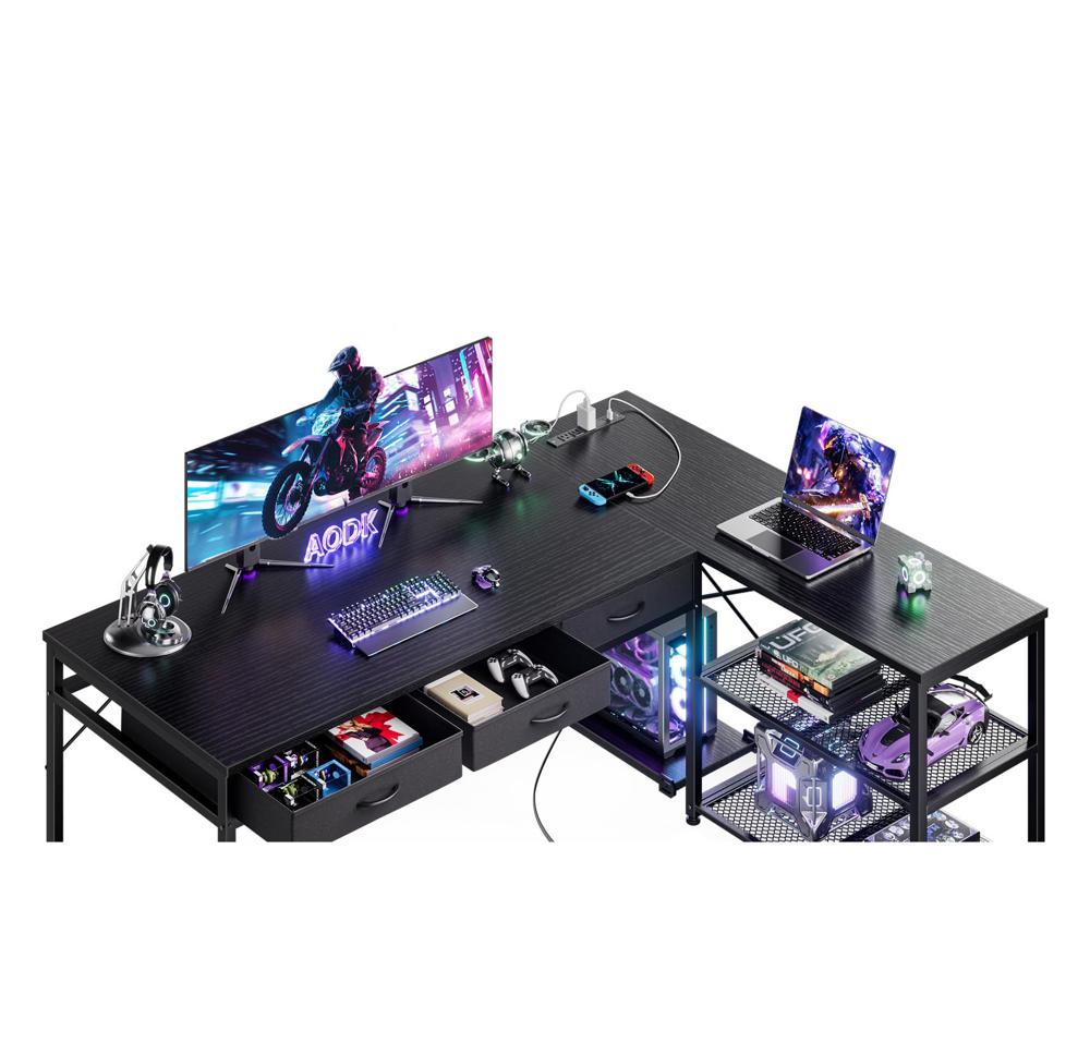 Amazon.com: AODK 61 Inch L Shaped Computer Desk with Drawers