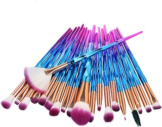 KOLIGHT 20pcs Purple Makeup Brush Set - Eye Shadow, Eyeliner, Foundation, Lip & Powder Brushes for Daily Use