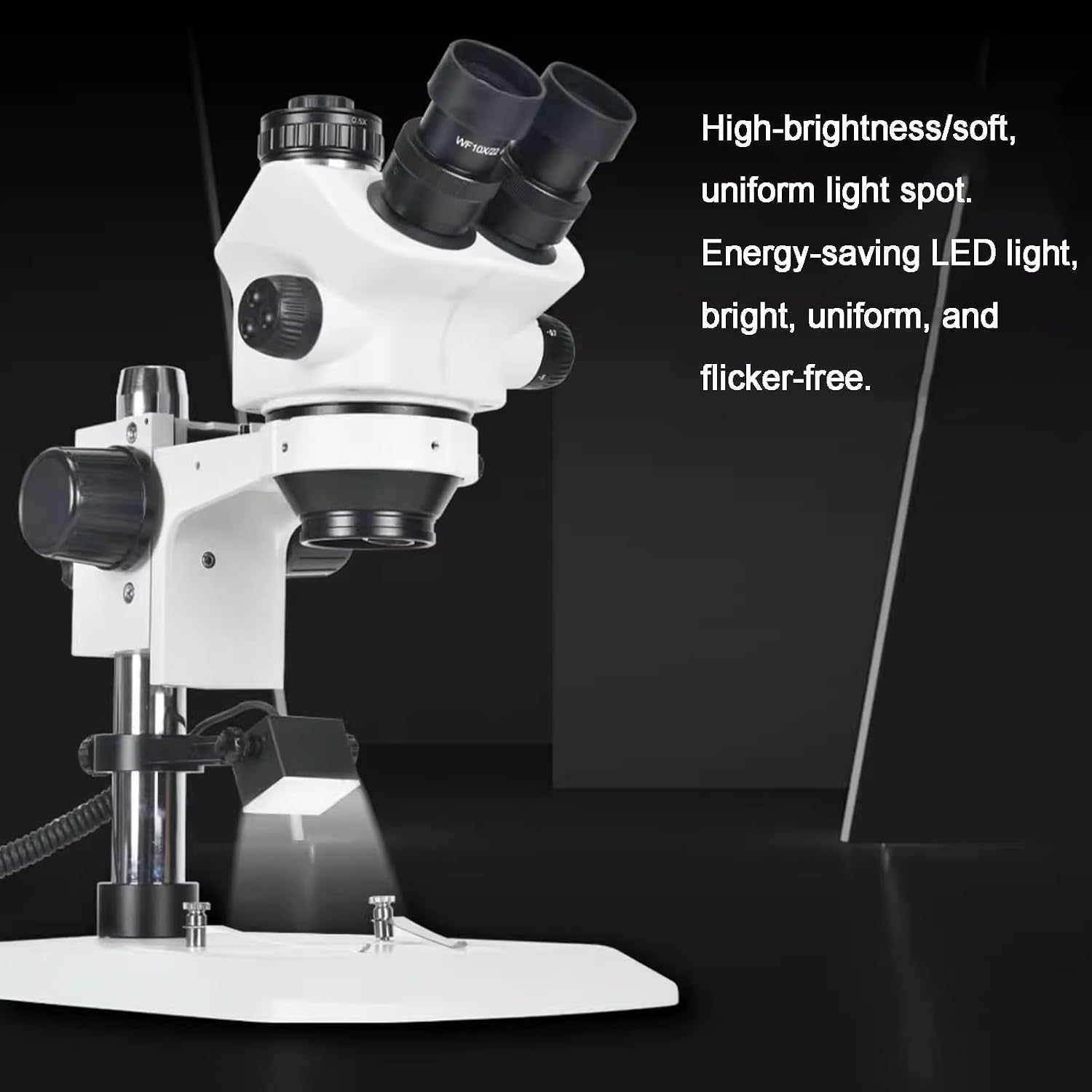 Microscope LED Square Light Illuminator, 48 LED Auxiliary Fill Light with Brightness Adjustment, 7000-7500K for Stereo Microscope Illumination(32mm)