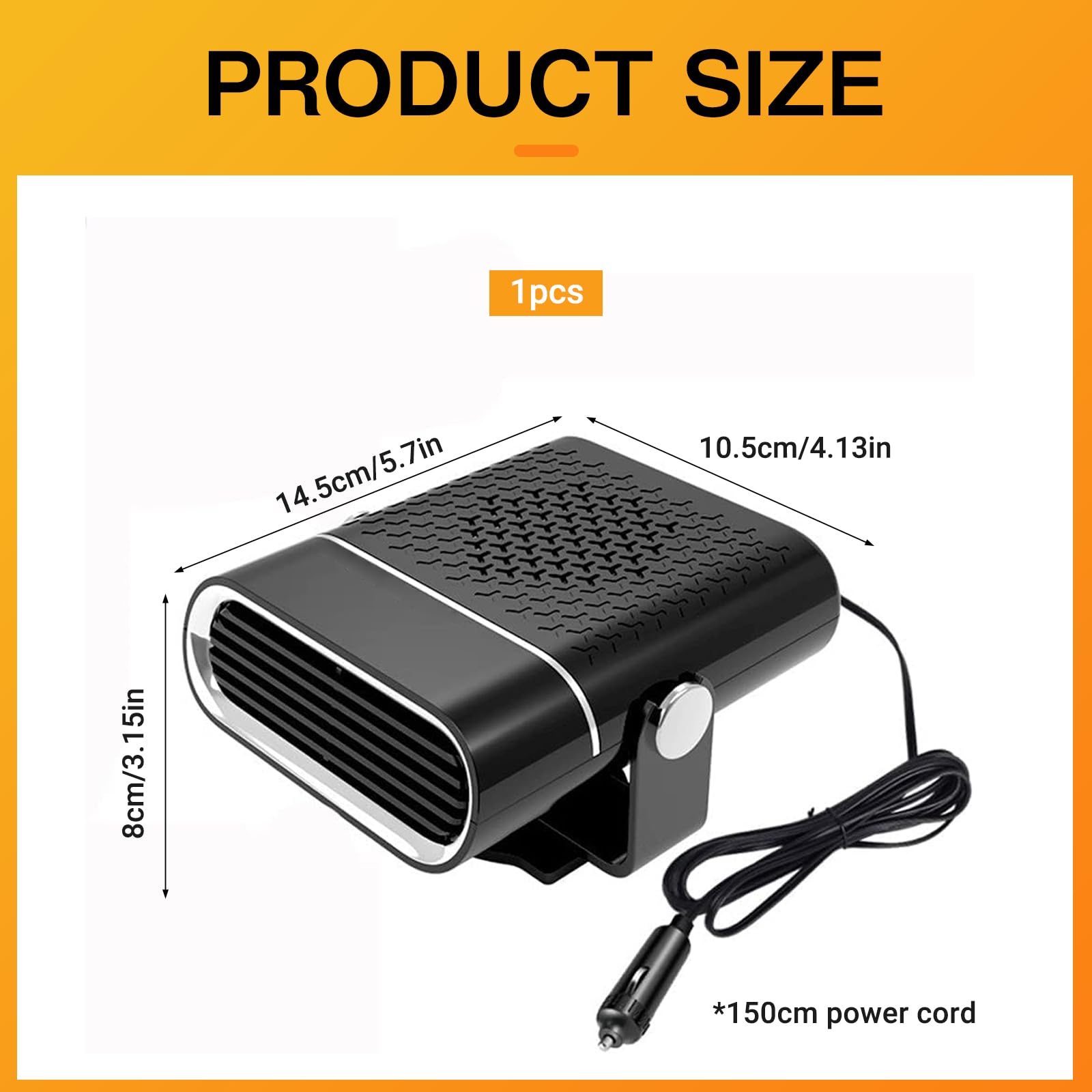 DAZZTIME Stufetta Portatile per Auto,12V 150W Riscaldatore per Auto,2 in 1 Auto Riscaldamento Sbrinatore Parabrezza,Termoventilatore Portatile per Auto,Sbrinatore Riscaldamento Auto,Auto Demister