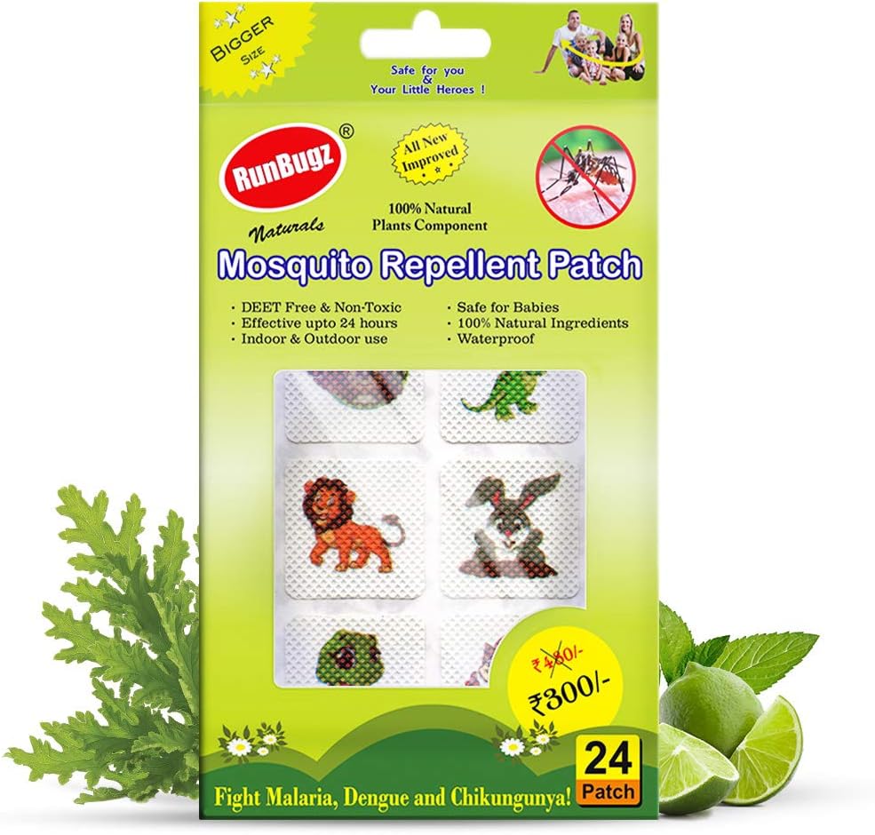 Natural Mosquito Animal Patches for Baby, Adults|24-Hour Protection| DEET-Free, Citronella & Lemongrass Oil| Protects from Dengue, Chikungunya & Malaria| 24 Patches