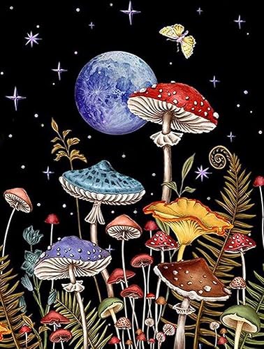 Kits de pintura de diamantes de hongo para adultos kits de arte de diamantes 5D para adultos y niños principiantes pinturas de taladro completo con