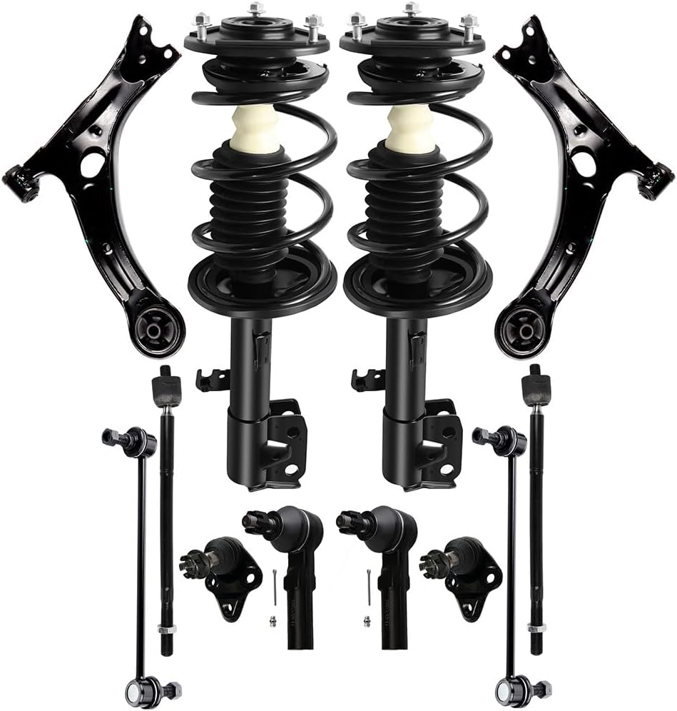 ROADFAR 12pcs Struts Suspension kit Front Complete Strut Assembly,Ball Joint,Control Arm,Stabilizer Bar Link,Tie Rod End For 2009-2013 for Toyota Corolla 2011-2013 for Toyota Matrix