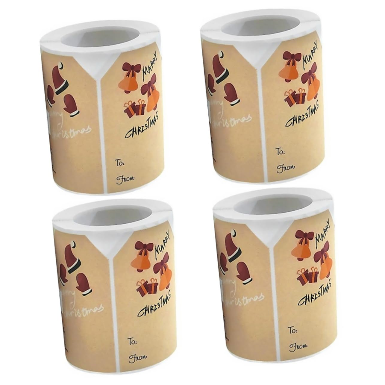 SHINEOFI 4rouleaux Étiquettes Autocollantes De Kraft Stickers Festifs Pour Décorations Et Étiquetage De Personnalisables Avec Noms
