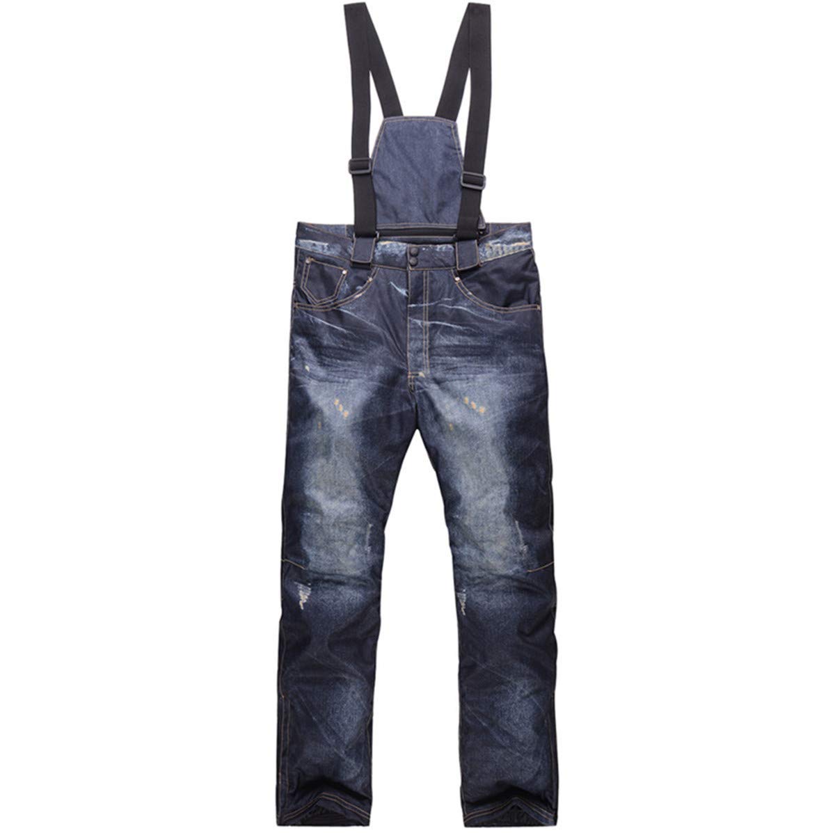 GoodluckShop Denim Bretelle Pantaloni da Sci Casual Jeans da Sci Impermeabile e Traspirante Warm Skiing Pantaloni da Snowboard per Uomini e Donne