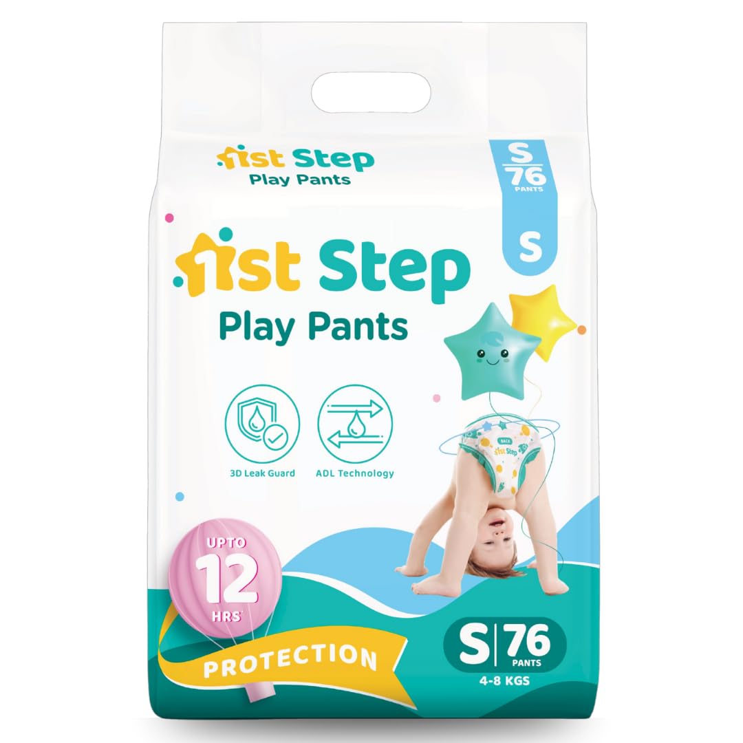 1st Step Play Pant Style Baby Diapers – Ultrasoft Comfort with 3D Leak Guard, Gel Lock Technology & Breathable Cotton Fit for up to 12 hours Protection – S (76 Diapers)-image-22