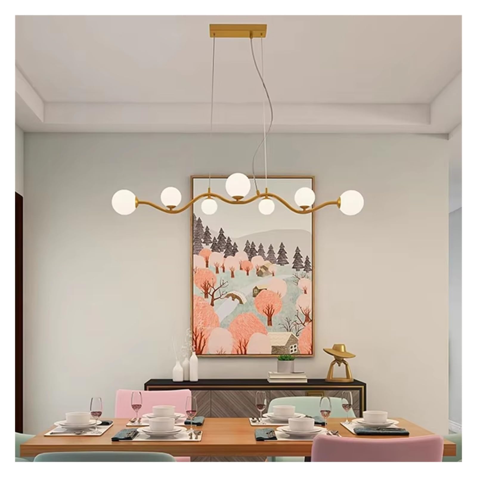 KXEcoLife Modern Ceiling Chandelier Chandeliers for Dining Room Hanging Light Fixture Pendant Lamps Living Indoor Lighting