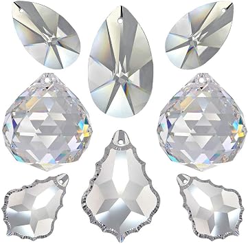 AMBROS crystal 8 pieces. Feng Shui Rainbow Crystal Set 38-50mm Crystal 30% PbO  Suncatcher