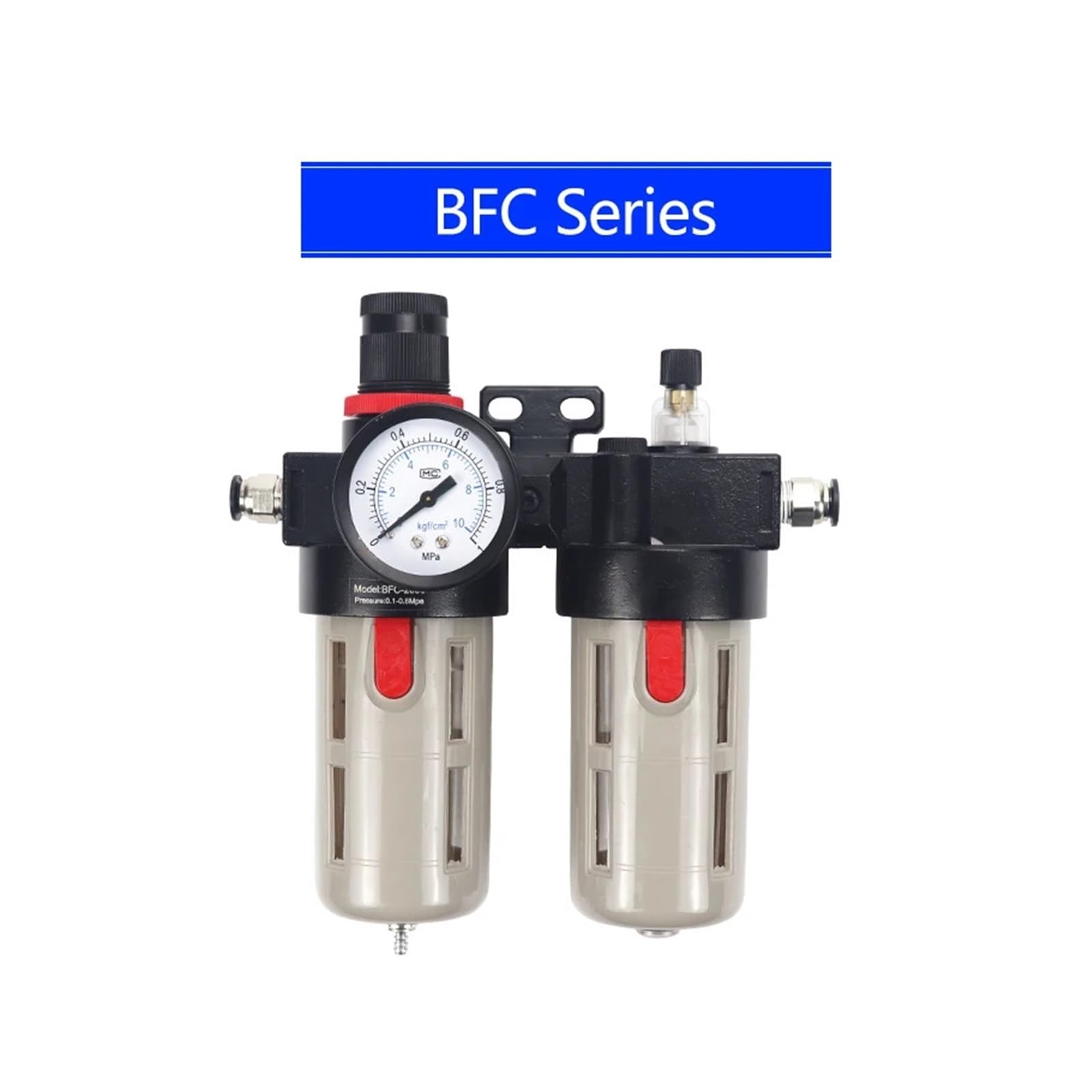 Válvula reguladora de presión Separador de agua y aceite Neumático | Acoplamiento reductor de bomba de aire de filtro(BFC3000-Black)