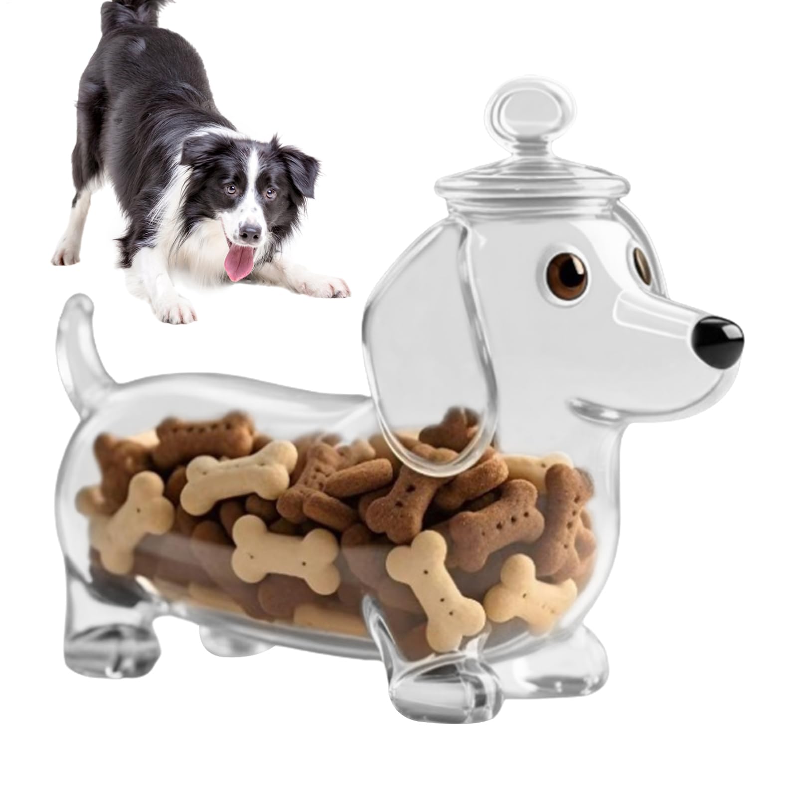 Pet Food Tin 12x10x20cm Pet Treat Jar Glass Clear Dog Treat Tin With Lids Food Storage Container Box For Biscuits Sealed Storage For Dogs And Cats