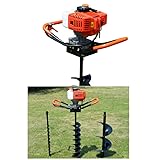 CNCEST 54cc Rear Hole Digger Gas Powered 2.4hp Earth Auger 3 Sizes Drill Bit Digger for Fence Post S