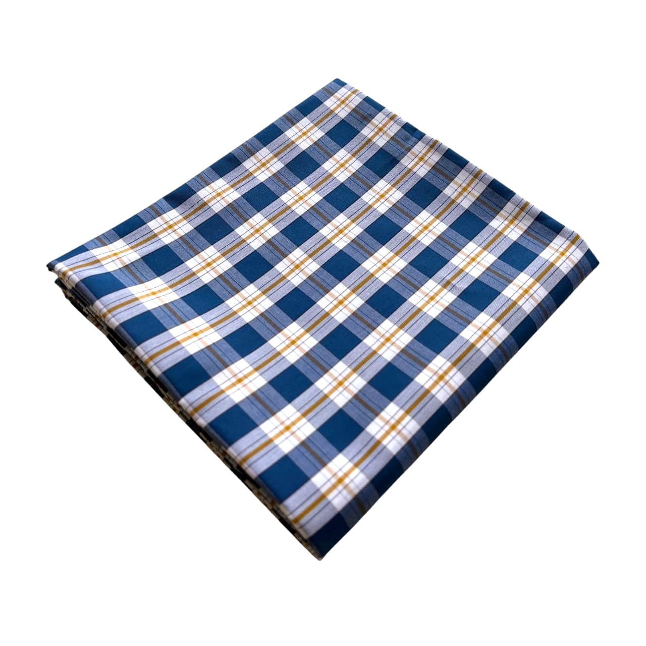 polytech textiles 209-Polytech Textiles Premium Shirting Fabric, Royal Blue Checks with Yellow Lines, Pure Cotton, 1.6 Meters Length, 58 Inch Width, Unstitched, semi formal Style-picture-16
