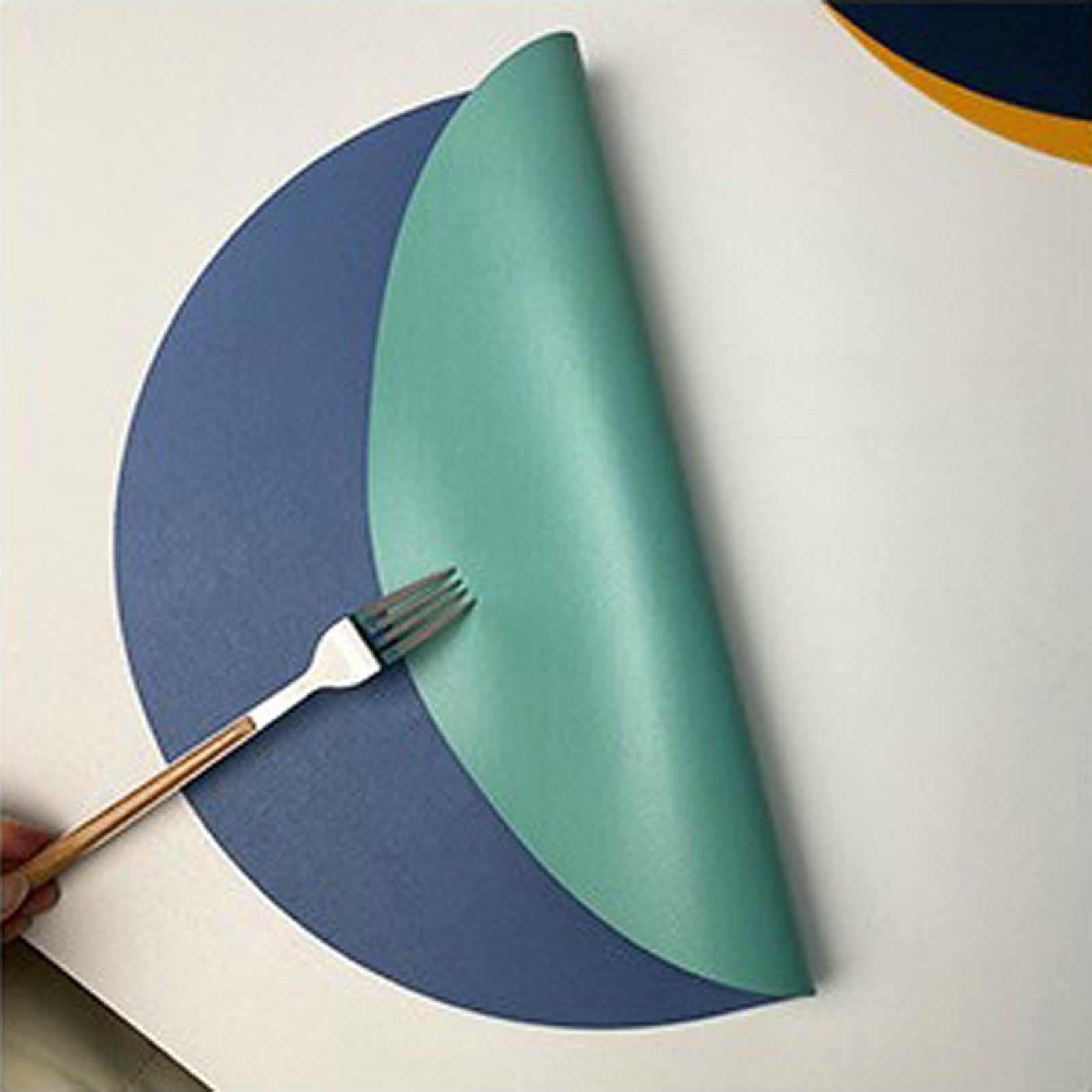 Set di 4 tovagliette da tavola per mangiare, 38 cm, double face, bicolore, pelle, blu lago blu