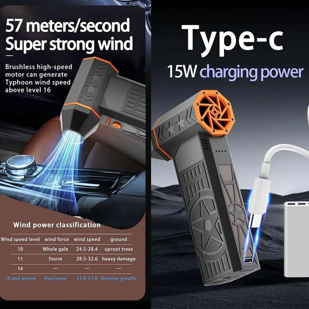 2026 Upgrade 5000W Snow Blower, Frostblazer 5000W Schneefräse, Elektrische Staubgebläse, Stufenloses Getriebe Turbo Fan, Druckluft-Staubwedel mit 4000mAh Akku für Auto, Auftauen, Trocknen, Reinigen
