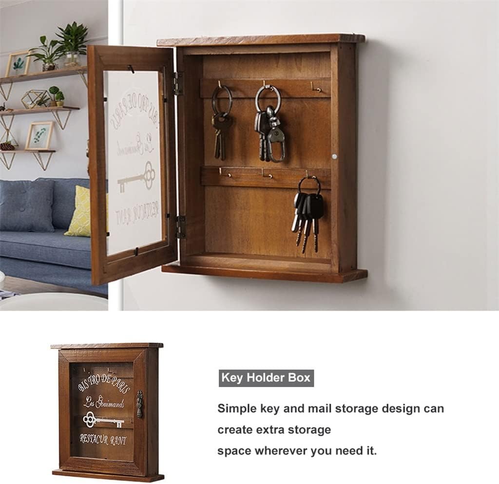 Key Holder Box Wall Mounted Retro Space Saving Accessories Entrance Mail Storage Ho Decor (Color : Green, Size : One Size) (Brown One Size) image 5