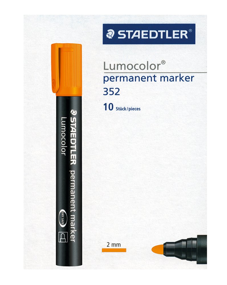 Staedtler Lumocolor 3524 Bullet Tip Permanent Marker Orange (Pack of