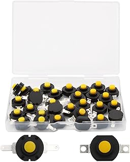 GALDOEP 30 Pcs Self-Lock Push Button Switch，12V 0.5A 2 Pin mini Round on/off switch Push Button Switch for Flashlight Torch Lamp Wall Socket (15 pcs Flat Pin with Hole + 15 pcs Bent Pin with Hole)