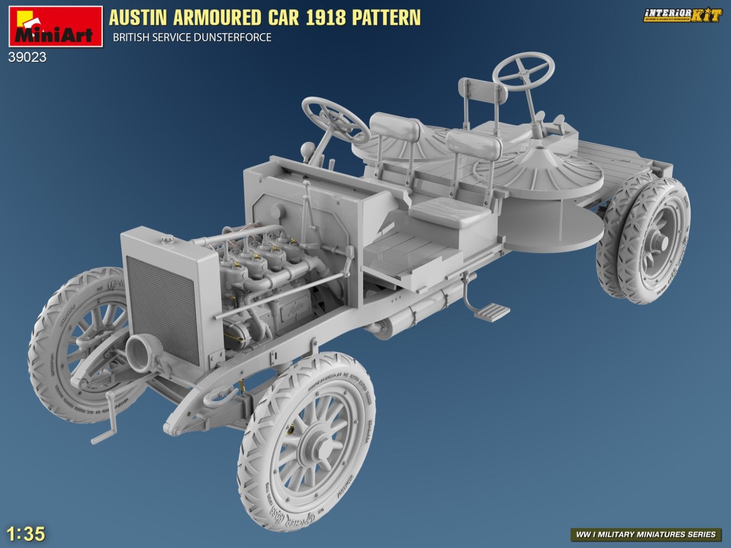 MiniArt 39023 1:35 Panzerspähw. 1918 Dunsterf. Int Kit – riproduzione fedele all'originale, modellismo, kit di costruzione in plastica, fai da te, hobby, incollaggio, modellismo, assemblaggio, non