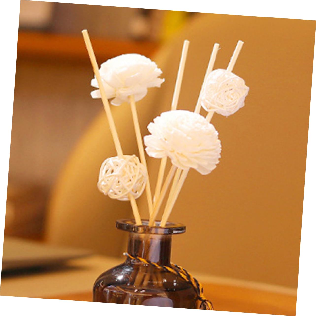 Amosfun 40stücke Rattan Aromastäbchen Für Ätherische Öle Duftstäbchen Raumdeko Und Aromatherapie Ersatz Für Diffuser Stilvolle Blüten-Designs Für Entspannende