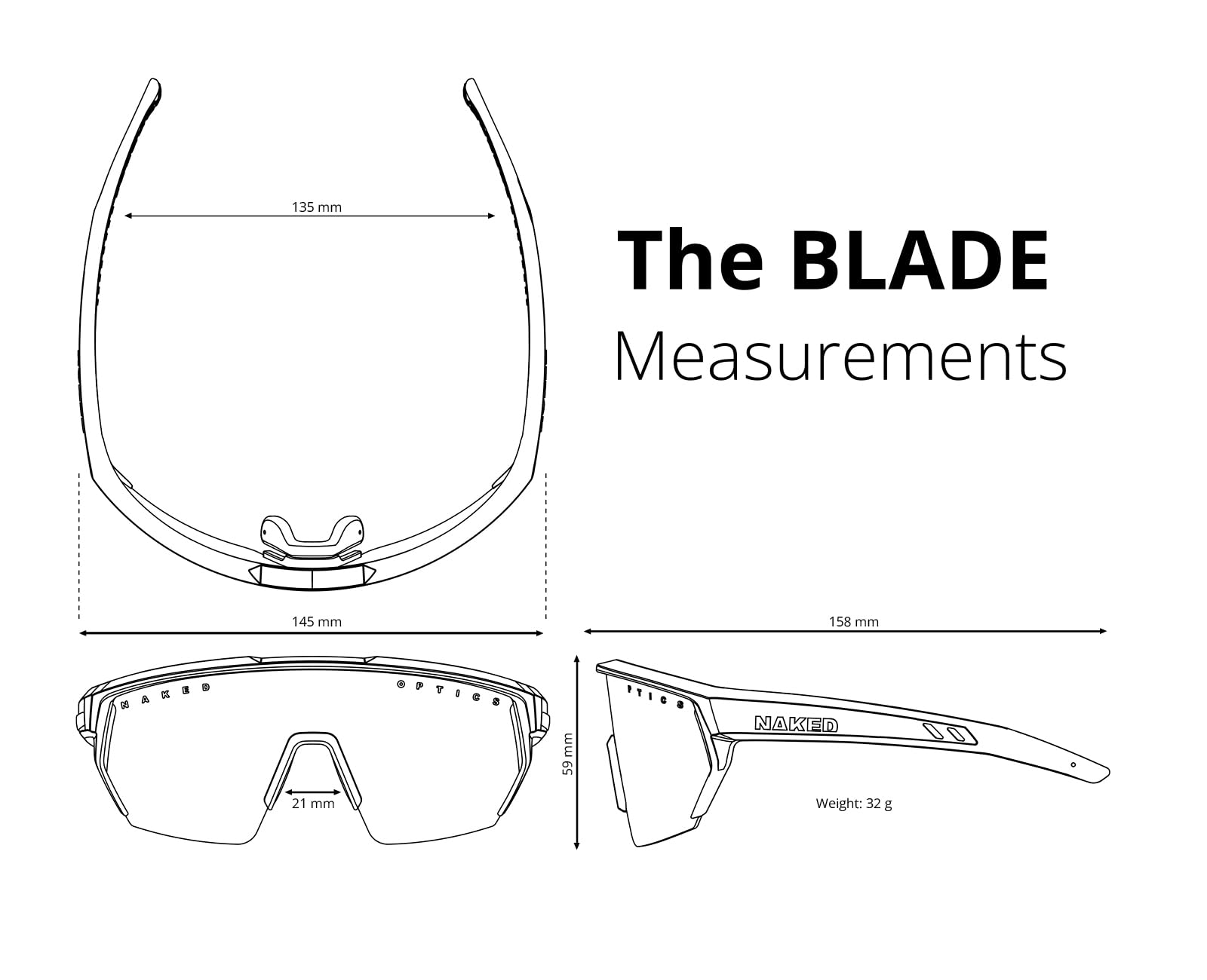 NAKED Optics Blade okulary sportowe męskie, okulary rowerowe damskie, sportowe okulary przeciwsłoneczne z ochroną UV400, szybkie okulary, okulary do jazdy na rowerze wyścigowym, okulary do biegania,
